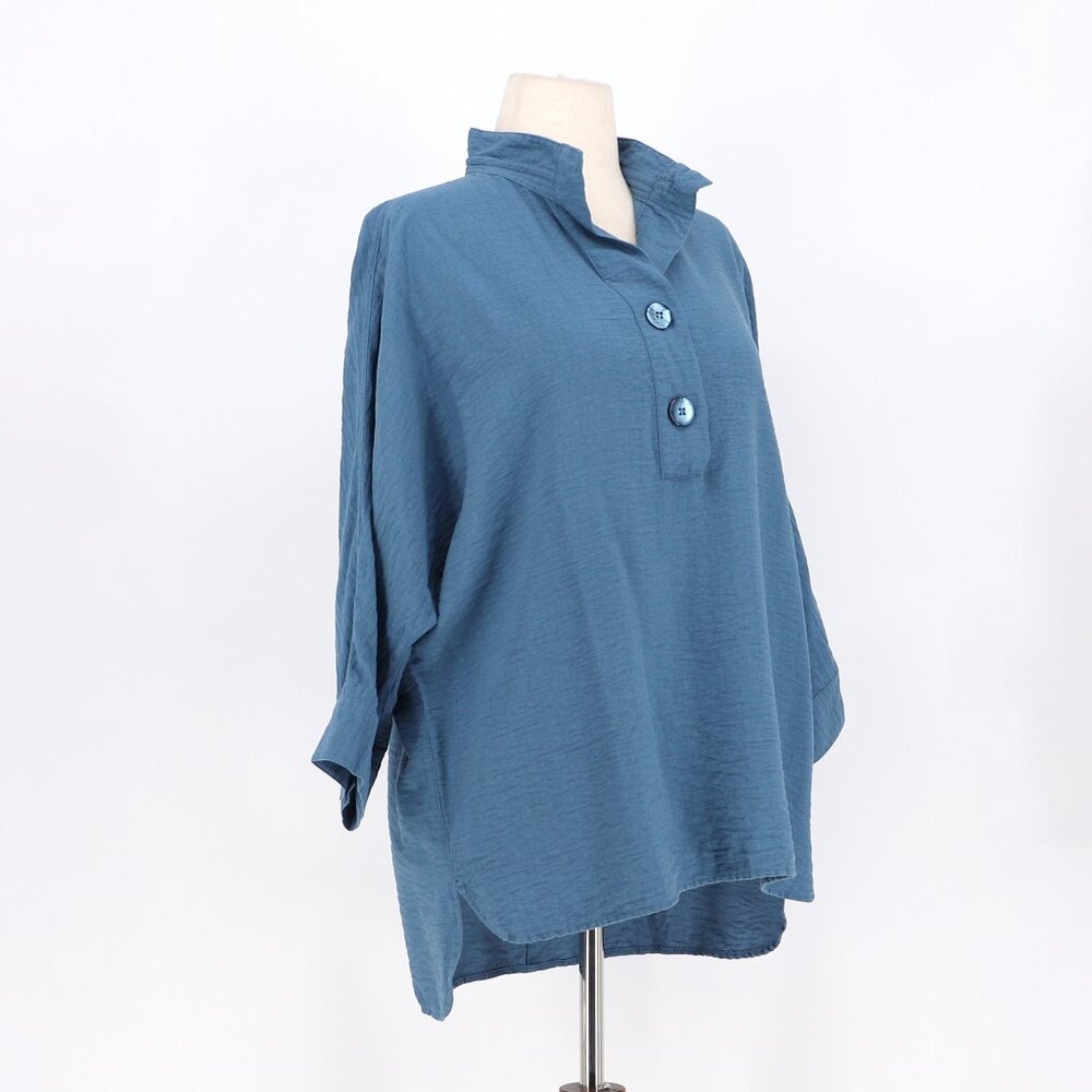 JOHN MARK Relaxed Fit 3/4 Sleeve Blue Tunic Top Size L - Picture 2 of 7